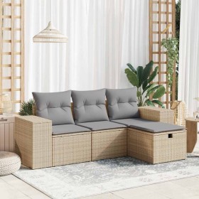 Set Gartensofas mit Kissen 4 Stück synthetisches