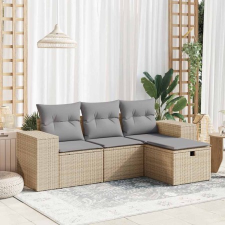 Set Gartensofas mit Kissen 4 Stück synthetisches Rattan beige | Foro24|Onlineshop| Casa, Jardín y Más Foro24.es