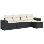 5 pcs garden furniture set and cushions synthetic rattan black | Foro24|Onlineshop| Casa, Jardín y Más Foro24.es