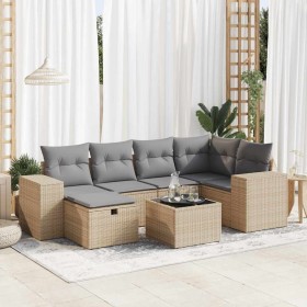 Set aus 7-teiligen Gartensofas und Kissen