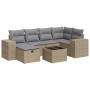 Set aus 7-teiligen Gartensofas und Kissen, synthetisches Rattan, beige | Foro24|Onlineshop| Casa, Jardín y Más Foro24.es