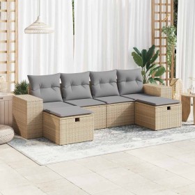 Set Gartensofas mit Kissen 6 Stück synthetisches