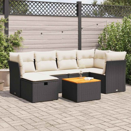 Set mit 7 Gartensofas mit Kissen Kunstrattan schwarz | Foro24|Onlineshop| Casa, Jardín y Más Foro24.es