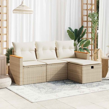 Juego de sofás jardín con cojines 4 pzas ratán sintético beige by , Garden sets - Ref: Foro24-3325894, Price: 326,23 €, Disco...