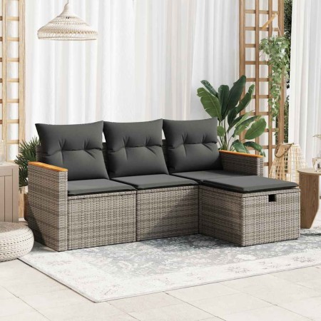 Set de sofás de jardín 4 pzas y cojines ratán sintético gris | Foro24|Onlineshop| Casa, Jardín y Más Foro24.es