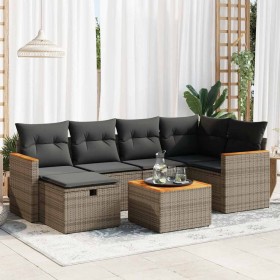 Set of 7 garden sofas with cushions synthetic