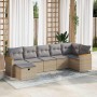 Set aus 7-teiligen Gartensofas und Kissen, synthetisches Rattan, beige | Foro24|Onlineshop| Casa, Jardín y Más Foro24.es