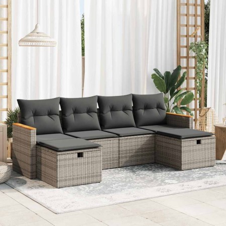 Set of 6 garden furniture and cushions synthetic rattan gray | Foro24|Onlineshop| Casa, Jardín y Más Foro24.es