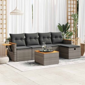 Set of 6 garden furniture and cushions synthetic