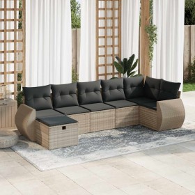 Set of 7 garden sofas with cushions PE rattan