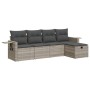 Set aus Gartensofas und Kissen 5 Stück synthetisches Rattan hellgrau | Foro24|Onlineshop| Casa, Jardín y Más Foro24.es