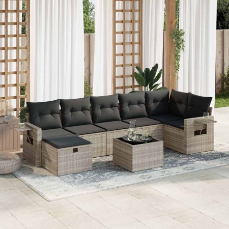 Set de sofás de jardín 8 pzas y cojines ratán sintético gris de , Conjuntos de jardín - Ref: Foro24-3325518, Precio: 579,97 €...