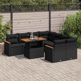 Set garden sofas and cushions 9 pcs synthetic