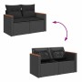 Set garden sofas and cushions 9 pcs synthetic rattan acacia black | Foro24|Onlineshop| Casa, Jardín y Más Foro24.es