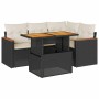 Set garden sofas and cushions 5 pcs synthetic rattan acacia black | Foro24|Onlineshop| Casa, Jardín y Más Foro24.es