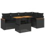 Set garden sofas and cushions 5 pcs synthetic rattan acacia black | Foro24|Onlineshop| Casa, Jardín y Más Foro24.es