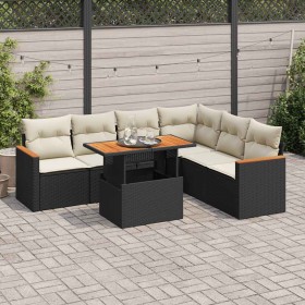 Set garden sofas and cushions 7 pcs synthetic