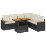 Set Gartensofas und Kissen 7-teilig synthetisches Rattan Akazie schwarz | Foro24|Onlineshop| Casa, Jardín y Más Foro24.es