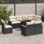 Set garden sofas and cushions 9 pcs synthetic rattan acacia black | Foro24|Onlineshop| Casa, Jardín y Más Foro24.es