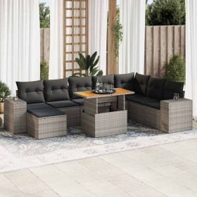 Set garden sofas and cushions 9 pcs synthetic