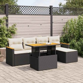 Set garden sofas and cushions 6 pcs synthetic