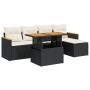 Set garden sofas and cushions 6 pcs synthetic rattan acacia black | Foro24|Onlineshop| Casa, Jardín y Más Foro24.es