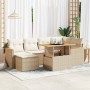 Set garden sofas and cushions 7 pcs synthetic rattan acacia beige by , Garden sets - Ref: Foro24-3327509, Price: 619,41 €, Di...