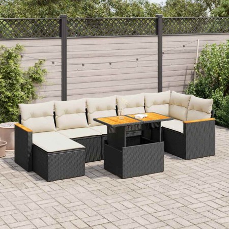 Set Gartensofas und Kissen 8-tlg. synthetisches Rattan Akazie schwarz | Foro24|Onlineshop| Casa, Jardín y Más Foro24.es