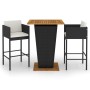 Set muebles bar jardín 3 piezas y cojines ratán sintético negro de vidaXL, Conjuntos de jardín - Ref: Foro24-3094802, Precio:...