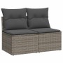 Set garden sofas and cushions 4 pcs synthetic rattan acacia gray | Foro24|Onlineshop| Casa, Jardín y Más Foro24.es