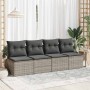 Set garden sofas and cushions 4 pcs synthetic rattan acacia gray | Foro24|Onlineshop| Casa, Jardín y Más Foro24.es