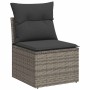 Set garden sofas and cushions 4 pcs synthetic rattan acacia gray | Foro24|Onlineshop| Casa, Jardín y Más Foro24.es