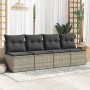 Set garden sofas and cushions 4 pcs synthetic rattan acacia gray | Foro24|Onlineshop| Casa, Jardín y Más Foro24.es