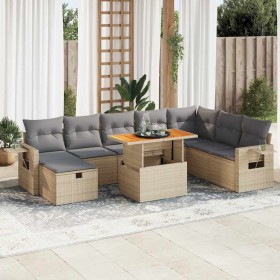 Set sofás jardín y cojines 9 pzas ratán sintético acacia beige de , Conjuntos de jardín - Ref: Foro24-3328046, Precio: 690,79...