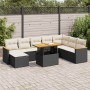 Set garden sofas and cushions 9 pcs synthetic rattan acacia black | Foro24|Onlineshop| Casa, Jardín y Más Foro24.es