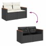 Set garden sofas and cushions 9 pcs synthetic rattan acacia black | Foro24|Onlineshop| Casa, Jardín y Más Foro24.es