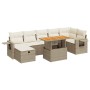 Set garden sofas and cushions 5 pcs synthetic rattan acacia beige | Foro24|Onlineshop| Casa, Jardín y Más Foro24.es