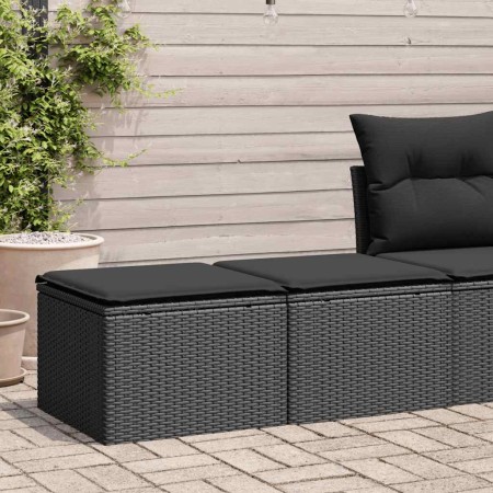 Set garden sofas and cushions 2 pcs synthetic rattan acacia black | Foro24|Onlineshop| Casa, Jardín y Más Foro24.es