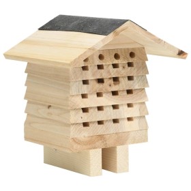 Hotel para abejas de madera maciza de abeto 22x20x20 cm de vidaXL, Jaulas y habitáculos para animales pequeños - Ref: Foro24-...