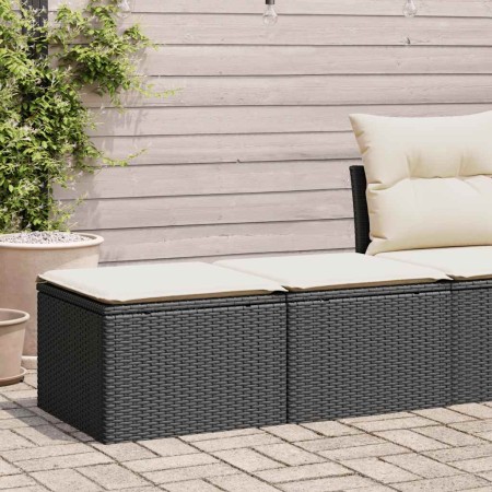 Set garden sofas and cushions 2 pcs synthetic rattan acacia black | Foro24|Onlineshop| Casa, Jardín y Más Foro24.es