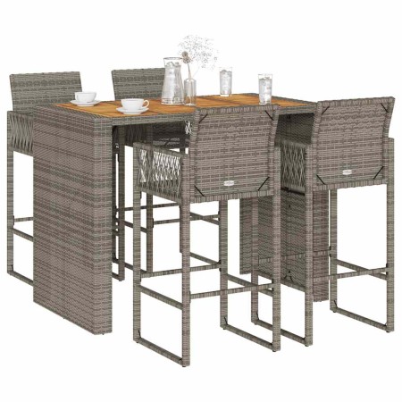 Garden bar set without cushions 5 pcs synthetic rattan acacia gray | Foro24|Onlineshop| Casa, Jardín y Más Foro24.es