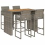 Garden bar set without cushions 5 pcs synthetic rattan acacia gray | Foro24|Onlineshop| Casa, Jardín y Más Foro24.es