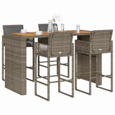 Gartenbar-Set mit 5 Stück Kissen synthetisches Rattan Akaziengrau von , Gartensets - Ref: Foro24-3328903, Preis: 623,30 €, Ra...