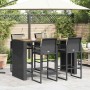 Set bar jardín con cojines 5 pzas ratán sintético acacia negro by , Garden sets - Ref: Foro24-3328901, Price: 625,36 €, Disco...