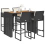 Garden bar set with cushions 5 pcs synthetic rattan acacia black by , Garden sets - Ref: Foro24-3328899, Price: 585,54 €, Dis...