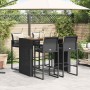 Garden bar set with cushions 5 pcs synthetic rattan acacia black by , Garden sets - Ref: Foro24-3328899, Price: 585,54 €, Dis...