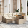 Set of 7-piece garden sofas and cushions synthetic rattan beige by , Garden sets - Ref: Foro24-3271415, Price: 614,74 €, Disc...