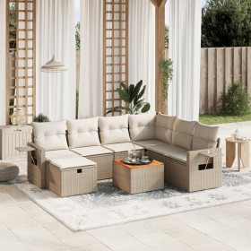 Juego de sofás de jardín con cojines beige 8 pzas ratán PE by , Garden sets - Ref: Foro24-3264964, Price: 602,96 €, Discount: %