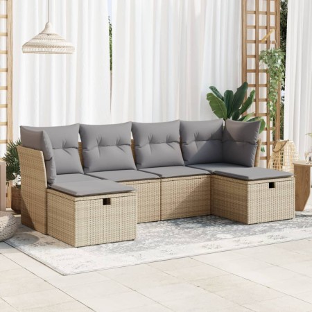 Set of garden sofas with cushions 6 pcs synthetic rattan beige | Foro24|Onlineshop| Casa, Jardín y Más Foro24.es