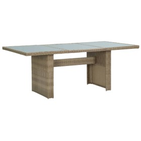 Mesa de comedor jardín vidrio y ratán PE marrón 200x100x74 cm de vidaXL, Mesas de jardín - Ref: Foro24-310142, Precio: 234,99...